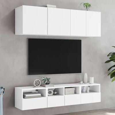 vidaXL Meubles TV muraux 2 pcs blanc 40x30x30 cm bois d'ingénierie