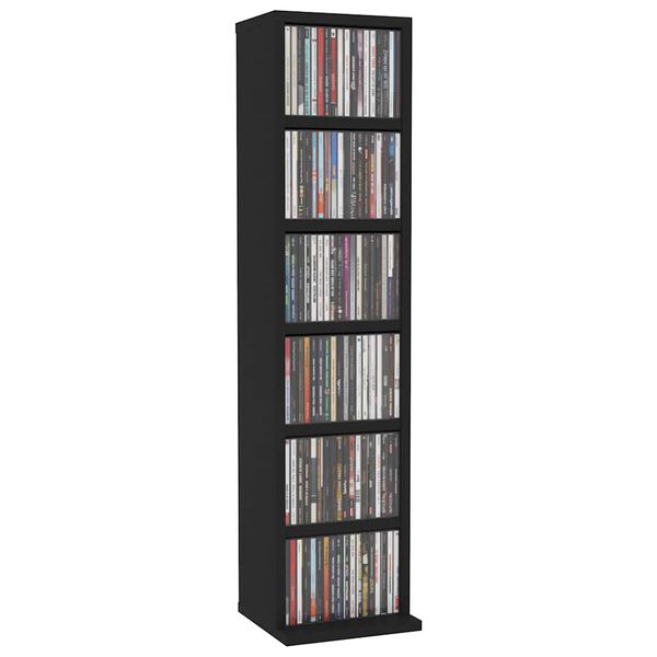 vidaXL Armoire &agrave; CD Noir 21x20x88 cm Bois d'ing&eacute;nierie