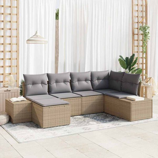 vidaXL Ensemble de canapé de jardin 6 pcs Beige et Gris clair