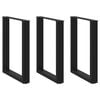 vidaXL Pieds de table &agrave; manger en U 3 pi&egrave;ces Noir 70 x (72-73) cm Acier