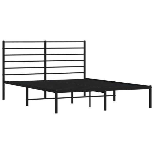 vidaXL Cadre de lit m&eacute;tal sans matelas avec t&ecirc;te de lit noir 140x200cm