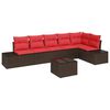vidaXL Ensemble de canap&eacute; de jardin 7 pcs Marron polyrotin