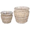 vidaXL Panier de Plante GENDT 2 pi&egrave;ces Gris naturel Rattan Kubu