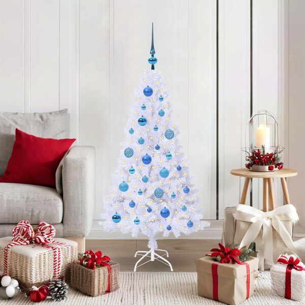 vidaXL Sapin de No&euml;l artificiel avec 150 LED Blanc 120 cm PVC et Acier