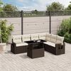 vidaXL Salon de jardin avec coussins 7 pcs marron r&eacute;sine tress&eacute;e