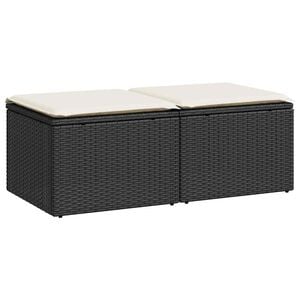vidaXL Salon de jardin avec coussins 2 pcs noir r&eacute;sine tress&eacute;e acacia