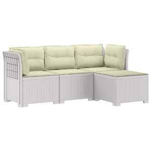 vidaXL Canap&eacute; de jardin 4 places avec coussins style rotin PP Blanc