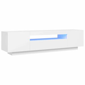vidaXL Meuble TV avec lumi&egrave;res LED blanc 160x35x40 cm