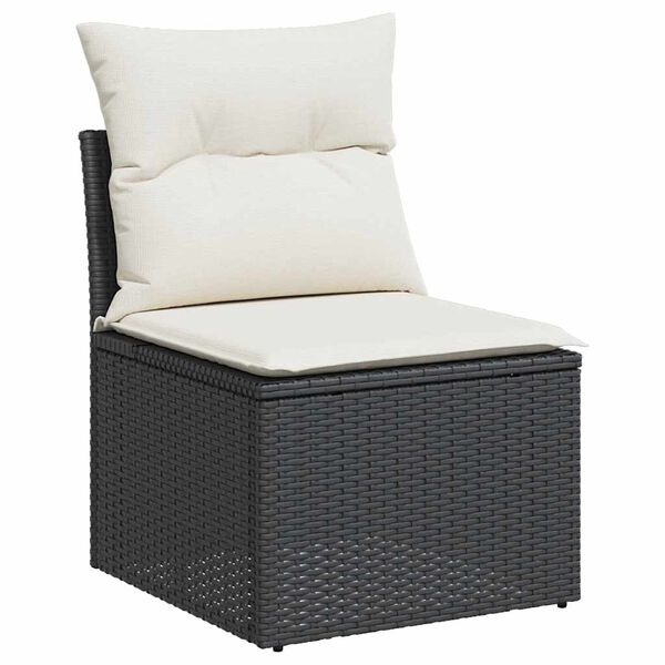 vidaXL Salon de jardin 4 pcs avec coussins noir r&eacute;sine tress&eacute;e