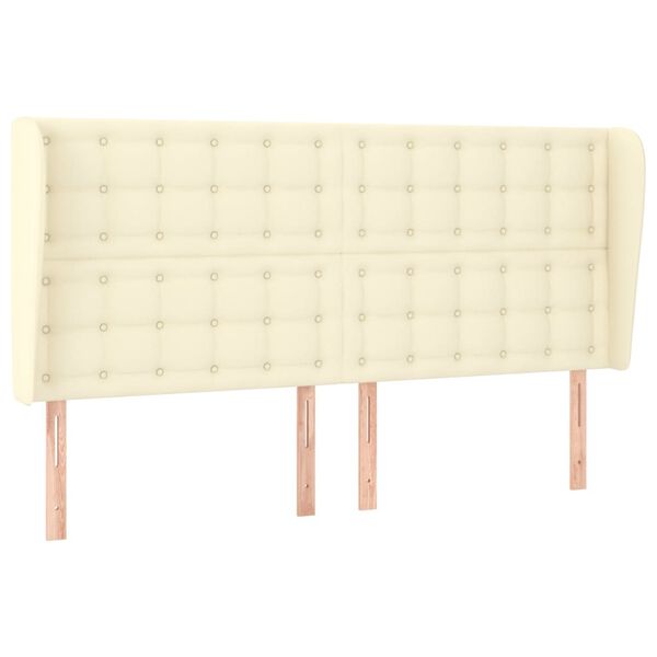 vidaXL T&ecirc;te de lit avec oreilles Cr&egrave;me 203x23x118/128 cm Similicuir