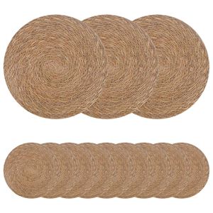 vidaXL Dessous de verre en herbe marine 12 pc Naturel