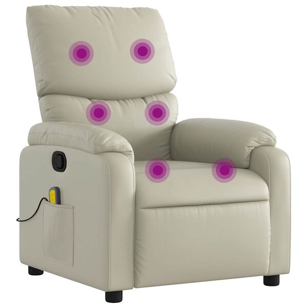 vidaXL Fauteuil de massage inclinable cr&egrave;me similicuir
