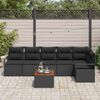 vidaXL Ensemble de canapé de jardin avec coussin 7 pcs Noir Poly rotin