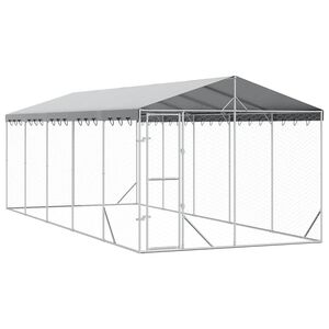 vidaXL Chenil d'ext&eacute;rieur pour chiens avec toit argent&eacute; 3x7,5x2,5 m