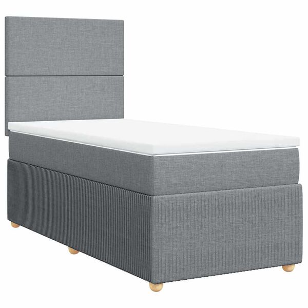 vidaXL Sommier &agrave; lattes de lit avec matelas Gris clair 90x200 cm Tissu