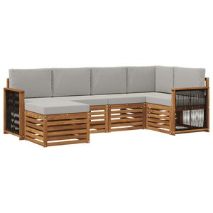 vidaXL Ensemble de canap&eacute; d'angle 5 pcs Naturel et gris clair