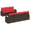 vidaXL Ensemble de canap&eacute; de jardin 8 pcs Beige et Rouge polyrotin
