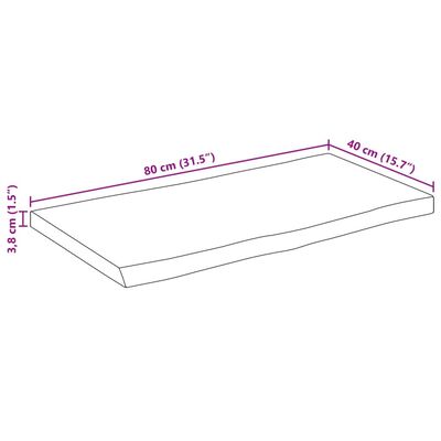 vidaXL Dessus de table 80x40x3,8 cm bord vivant bois massif manguier