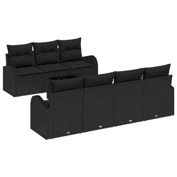 vidaXL Ensemble de canapé de jardin avec coussin 8 pcs Noir
