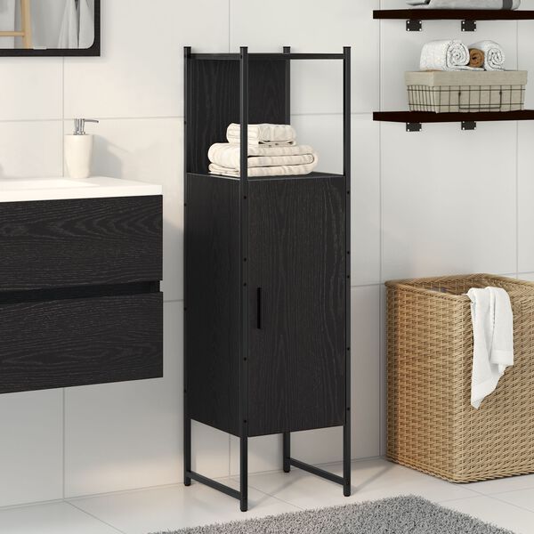 vidaXL Ensemble de mobilier de salle de bain avec étagère Chêne noir