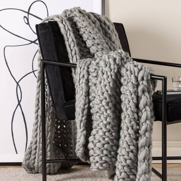 Venture Home Plaid Kate 170x130 cm Polyester Gris clair