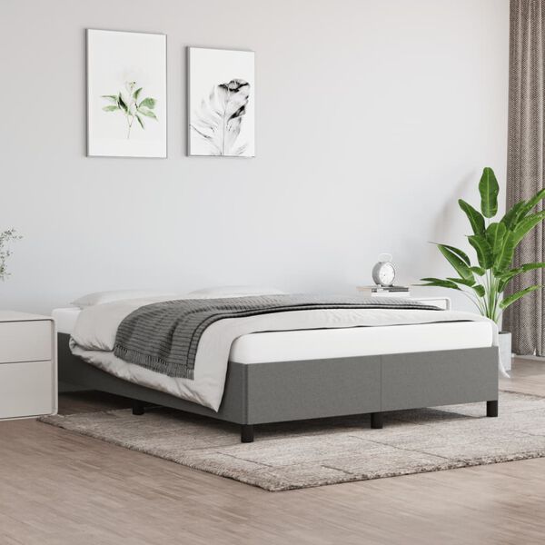 vidaXL Cadre de lit sans matelas gris fonc&eacute; 140x190 cm tissu