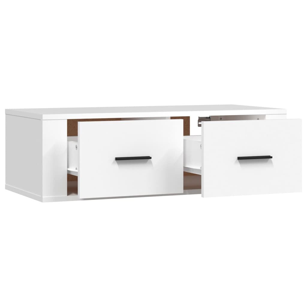 Meuble TV Suspendu Blanc 100cm - Bois D'Ingénierie - 2 Portes Battantes - Support 60kg
