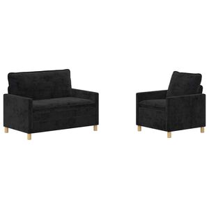 vidaXL Ensemble de Canap&eacute;s 2 pc Noir Polyester
