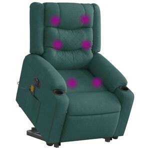 vidaXL Fauteuil inclinable de massage &eacute;lectrique Vert fonc&eacute; Tissu