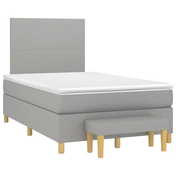 vidaXL Sommier &agrave; lattes de lit et matelas gris clair 120x190 cm tissu