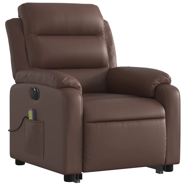 vidaXL Fauteuil inclinable de massage &eacute;lectrique marron similicuir