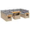 vidaXL Salon de jardin 11 pcs avec coussins beige r&eacute;sine tress&eacute;e