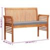 vidaXL Banc de jardin 2 places avec coussin 120cm Bois d'acacia massif
