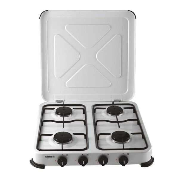 Gimeg Cuisini&egrave;re &agrave; gaz protection thermique &agrave; 4 br&ucirc;leurs acier blanc