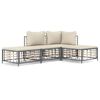 vidaXL Salon de jardin 4 pcs avec coussins anthracite r&eacute;sine tress&eacute;e
