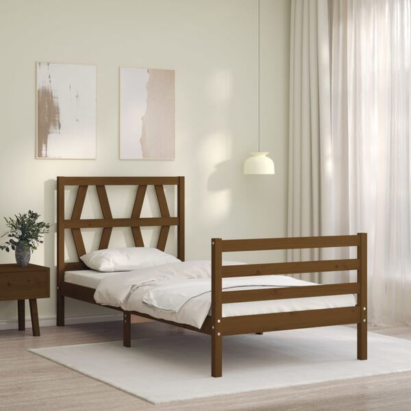 vidaXL Cadre de lit sans matelas marron miel bois massif