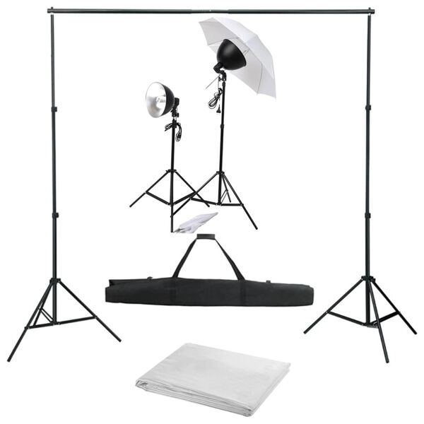 vidaXL Kit de studio photo avec ensemble d'&eacute;clairage et toile de fond