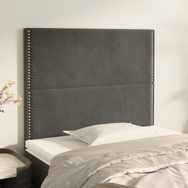 vidaXL T&ecirc;te de lit Gris fonc&eacute; 90x5x118/128 cm Velours