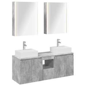 vidaXL Ensemble d'armoire de salle de bain 5 pcs Gris b&eacute;ton