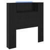 vidaXL T&ecirc;te de lit de rangement avec LED Ch&ecirc;ne noir Bois d'ing&eacute;nierie