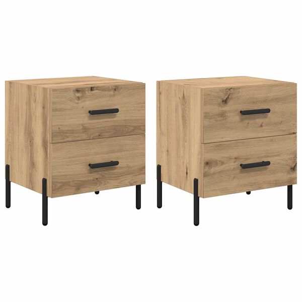 vidaXL Cabinet de chevet 2 pcs Ch&ecirc;ne artisanal 40 x 35 x 47,5 cm