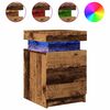 vidaXL Table de chevet et LED vieux bois 35x39x55 cm bois d'ing&eacute;nierie