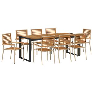 vidaXL Ensemble de salle &agrave; manger pour jardin 9 pcs Beige et Marron