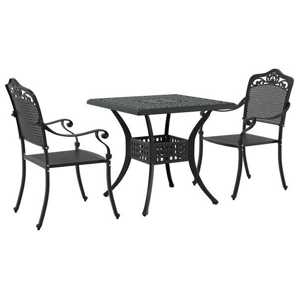 vidaXL Ensemble de tables de jardin 3 pcs Noir Aluminium coul&eacute;