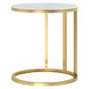 vidaXL Table d'appoint Doré et marbre blanc 45 cm Verre trempé