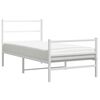 vidaXL Cadre de lit m&eacute;tal sans matelas avec pied de lit blanc 90x190cm