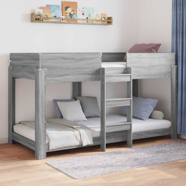 vidaXL Lit Superpos&eacute; pour Enfants avec matelas Gris Sonoma 90 x 200 cm