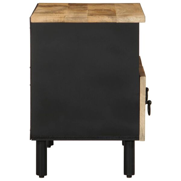 vidaXL Meuble TV noir 70x33,5x46 cm bois massif manguier brut