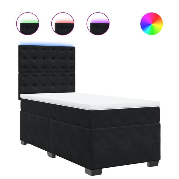 vidaXL Sommier &agrave; lattes de lit avec matelas Noir 90x200 cm Velours