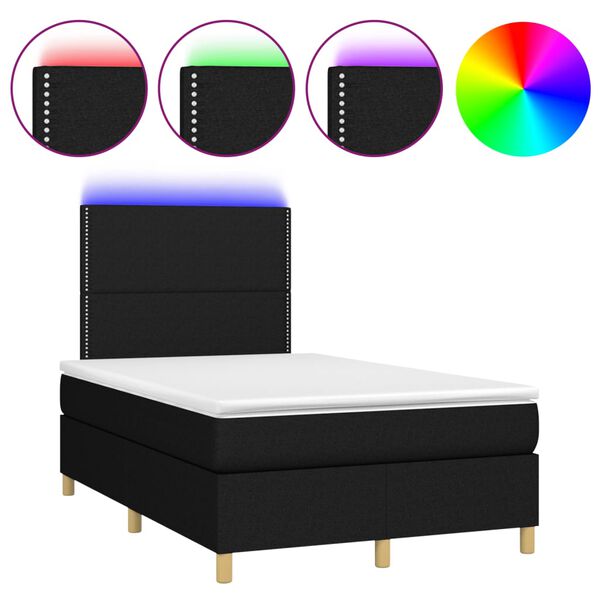 vidaXL Sommier à lattes de lit et matelas et LED Noir 120x200 cm Tissu